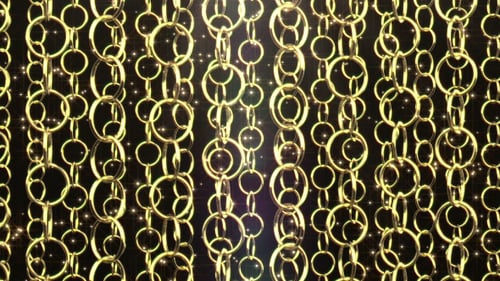 Golden Chain Loop Background with Falling Sparkle Particles