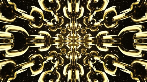 Shining Golden Chain Kaleidoscope Abstract Pattern Loop