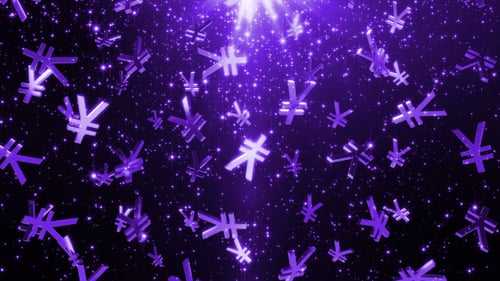 Glowing Neon Yen Currency Symbols Falling Animation