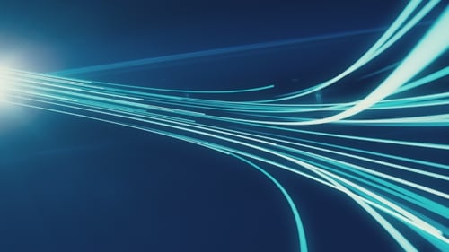 Futuristic Digital Glowing Fiber Optic Light Trails Abstract Background