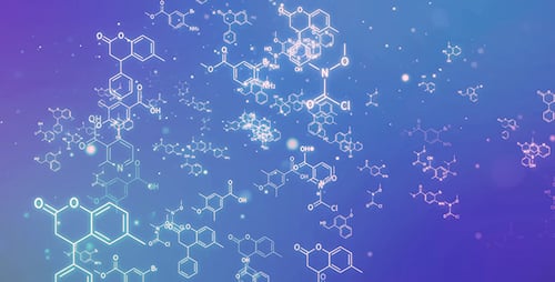 Glowing Neon Chemical Structures Loop Background