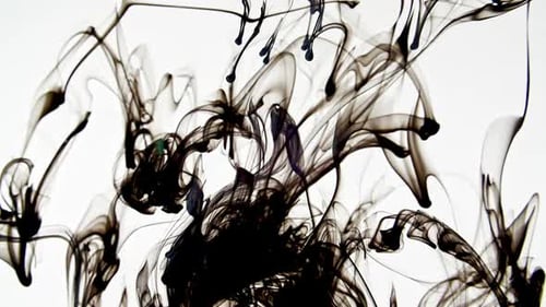 Abstract Black Ink Swirling in Water