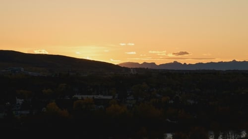 Golden Sunset with Mountains the Background