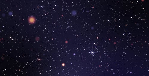 Twinkling Stars and Glowing Particles in Deep Space Background