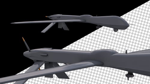 3D Animated Military Drone with Spinning Propeller