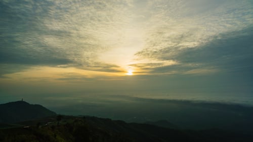 Picturesque Mountain Landscape at Sunrise or Sunset