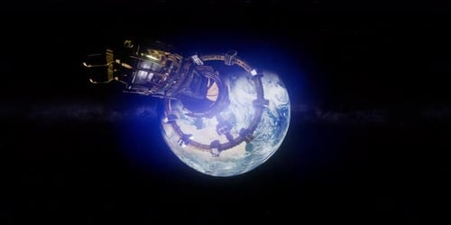 Station spatiale internationale en orbitant autour de la Terre en réalité virtuelle
