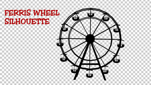 Seamlessly Looping Black Ferris Wheel Silhouette Animation