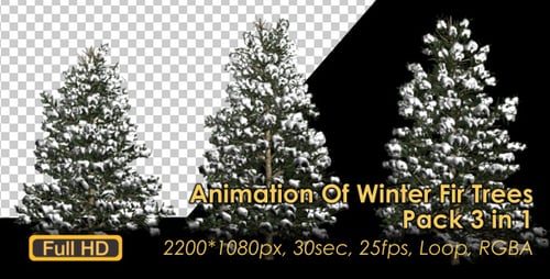 Snowy Winter Trees Animation Pack with Accumulating Snow
