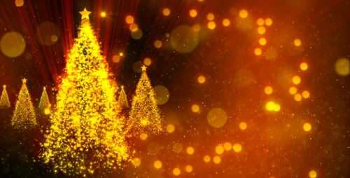 Sparkling Golden Christmas Trees Festive Background