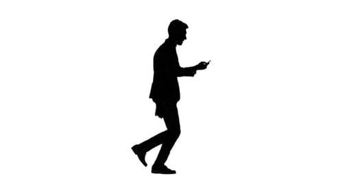 Businessman Is in a Hurry To Work, He Starts To Run. White Background. Silhouette