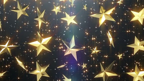 Sparkling Gold Star Particles Falling Animated Loop Background