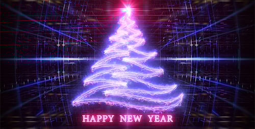 Neon Christmas Tree Drawing Animation for New Year Celebration