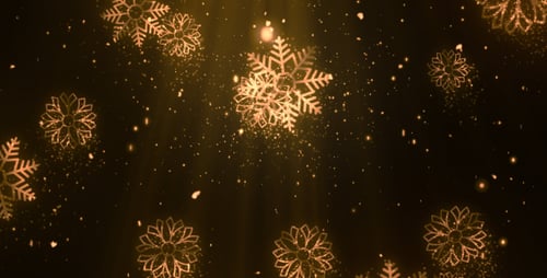 Golden Sparkling Snowflakes Falling Holiday Background Animation