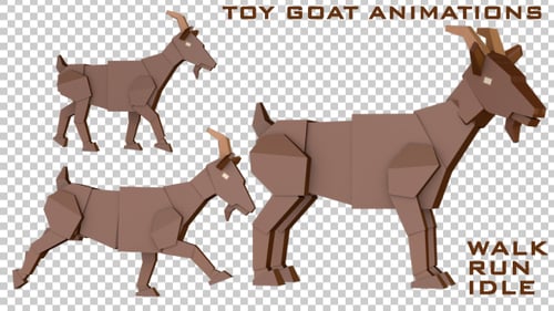 Animated Low Poly Goat Cycle: Run, Walk, and Idle
