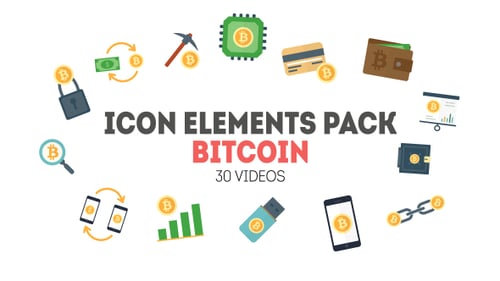 Bitcoin and Cryptocurrency Animated Flat Design Icon Pack