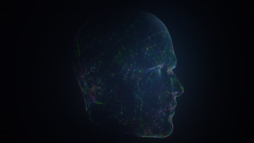 Futuristic Digital Human Head Network Connection Animation