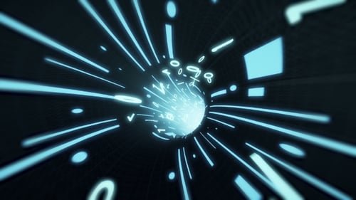 Flying Through a Futuristic Binary Code Data Tunnel Background