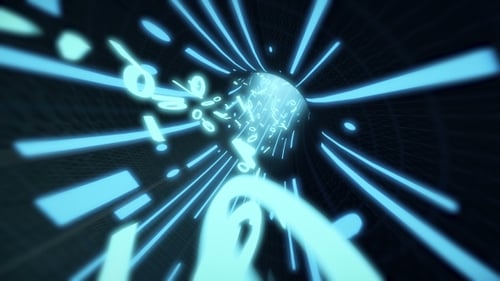 Futuristic Digital Data Stream Tunnel Animation Loop