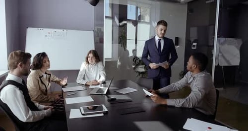 Energetic Meeting in Modern Corporate Office