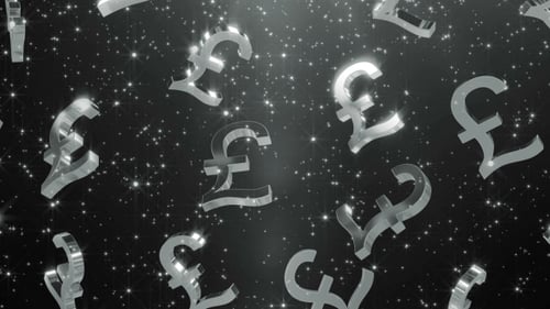 Falling Shiny Pound Sterling Symbols Loop