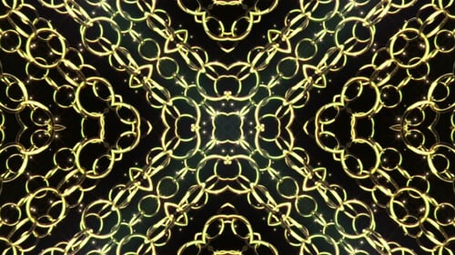 Abstract Golden Rings Kaleidoscope Decorative Animation