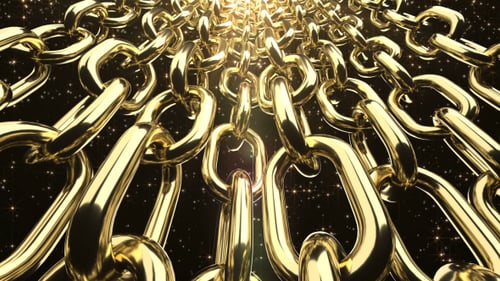 Golden Chains Moving Upward 3D Loop Background