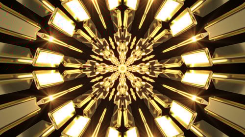 Golden Geometric Radial Tunnel Loop Background Animation