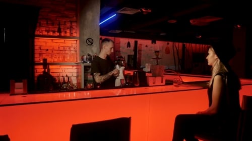 The Bartender Wiping Glasses Behind the Bar