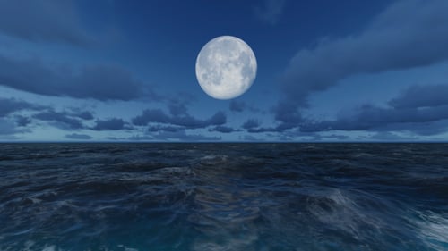 Noche mar con luna