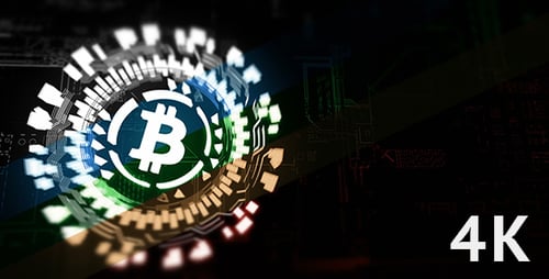 Сircular Hologram Rotating Bitcoin Sign 5 in 1