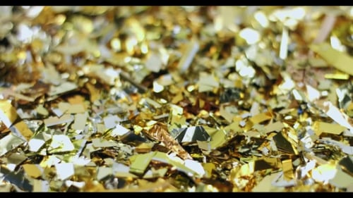 Gold and Silver Confetti Background Texture Close Up