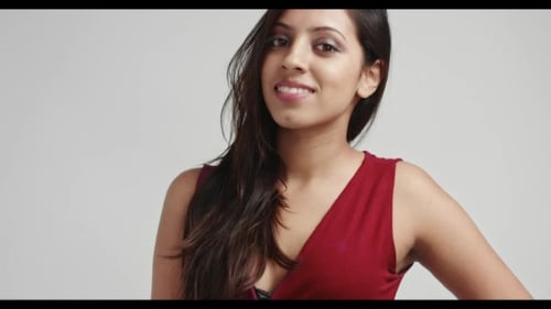 Attractive Hispanic Model in Dark Red Dress