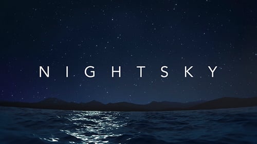 Animated Night Sky with Twinkling Stars and Reflective Water