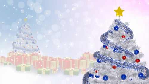 Sparkling Christmas Trees and Gifts Festive Holiday Background