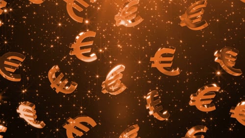 Falling Golden Euro Symbols Animated Background Loop