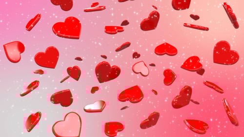 Falling Shiny Red Hearts Background Animation