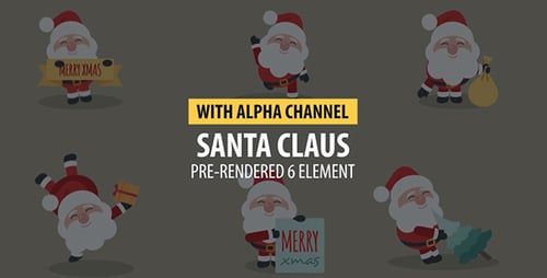 Animated Flat Design Santa Claus Characters Christmas Pack