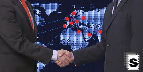 Handshake Before Digital Global Map Presentation