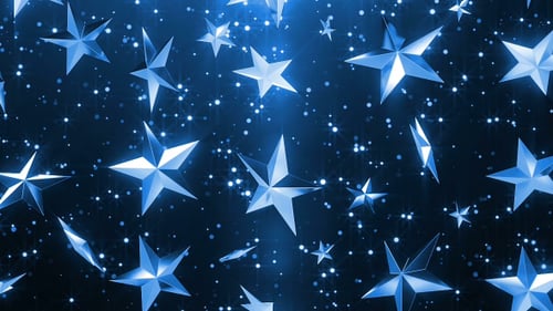 Elegant Blue Stars Falling Particle Seamless Loop Background