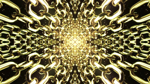 Animated Golden Chains Infinite Tunnel Loop Background