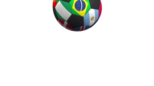 Bouncing Football Ball Featuring Different National Teams Accents Flag of Brazil