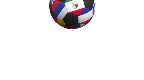 Bouncing Football Ball Featuring Different National Teams Accents Flag of Mexico