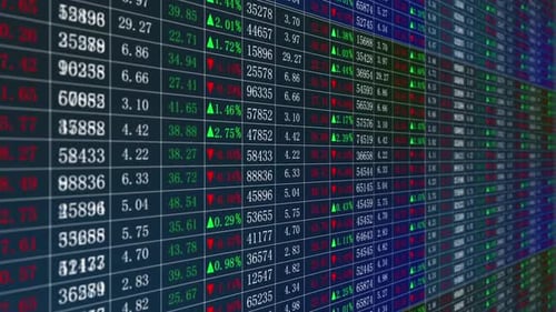 Animated Digital Stock Market Data Grid Background
