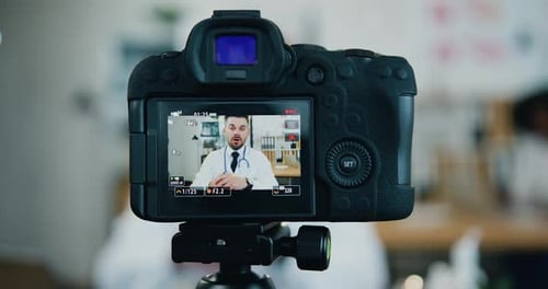 Doctor which Recording His Medical Vlog in Own Medical Office for Internet Channel