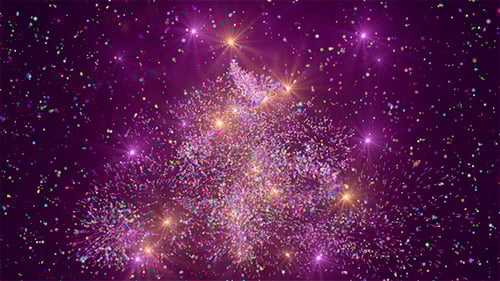 Sparkling Christmas Tree and Festive Fireworks Particle Animation