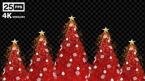 Animated Red Christmas Trees with Sparkling Ornaments
