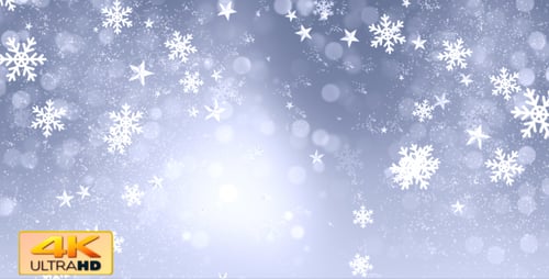 Sparkling Snowflakes and Stars Winter Holiday Background Animation