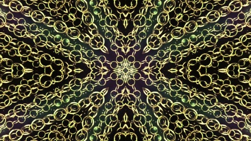 Golden Rings Abstract Kaleidoscope Looping Background