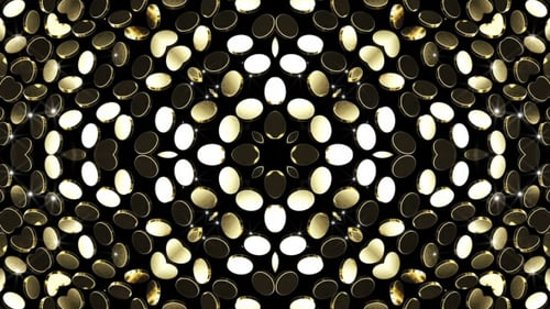 Shimmering Gold Circles Kaleidoscope Pattern Abstract Motion Background
